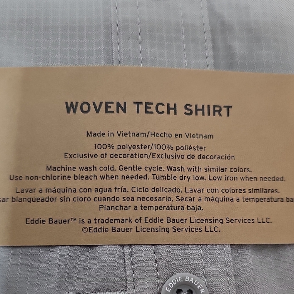Eddie Bauer Light Gray Woven Tech Shirt XXL - Picture 4 of 5
